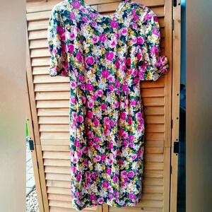 Nipon Boutique Floral Vintage 100% Silk Dress